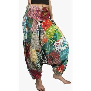 Tribe Azure India Cotton Floral High Rise Boho Harem Hippy Pant Women L/XL